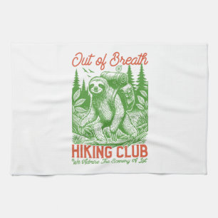 Out of Breath Funny Sloth Hiking Club Kitchen Towel