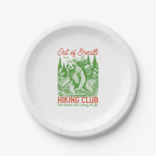 Out of Breath Funny Sloth Hiking Club Paper Plate