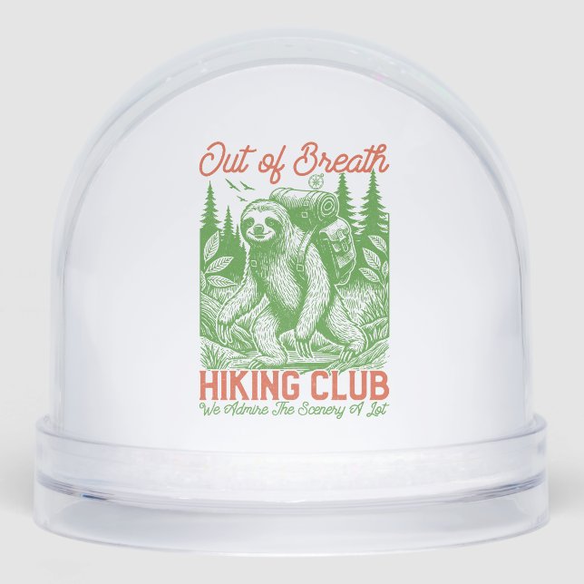 Out of Breath Funny Sloth Hiking Club Snowglobe (Front)