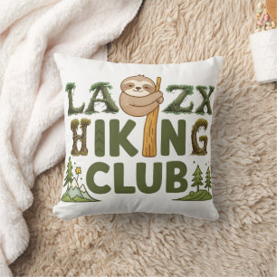 Out Of Breath Hiking Society Funny Sloth Hiker Throw Pillow