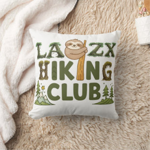 Out Of Breath Hiking Society Funny Sloth Hiker Throw Pillow