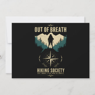 Out of Breath Hiking Society Hiker Nature Love Invitation