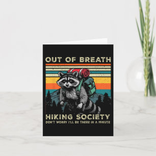 Out Of Breath Hiking Society Raccoon Hiking Vintag Card
