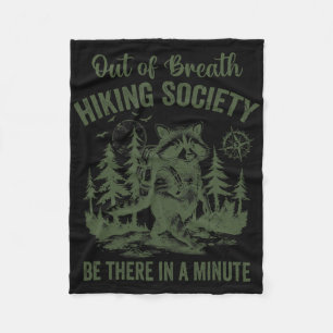Out Of Breath Hiking Society Raccoon Retro Hiking Fleece Blanket