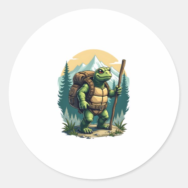 Out Of Breath Hiking Society Turtle T-Shirt Classic Round Sticker (Front)