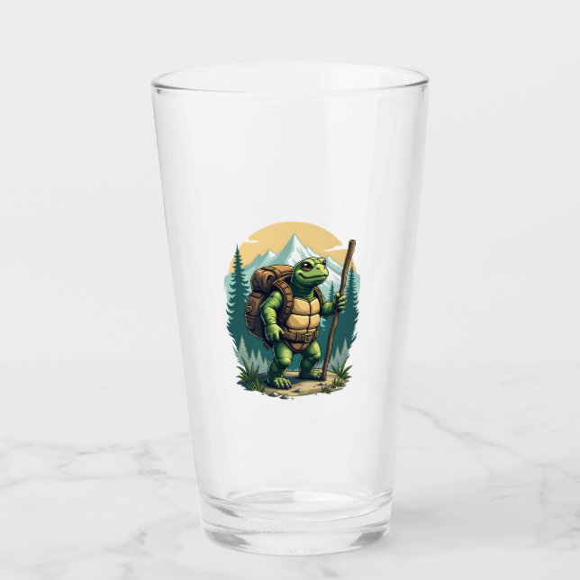Out Of Breath Hiking Society Turtle T-Shirt Glass (Front)