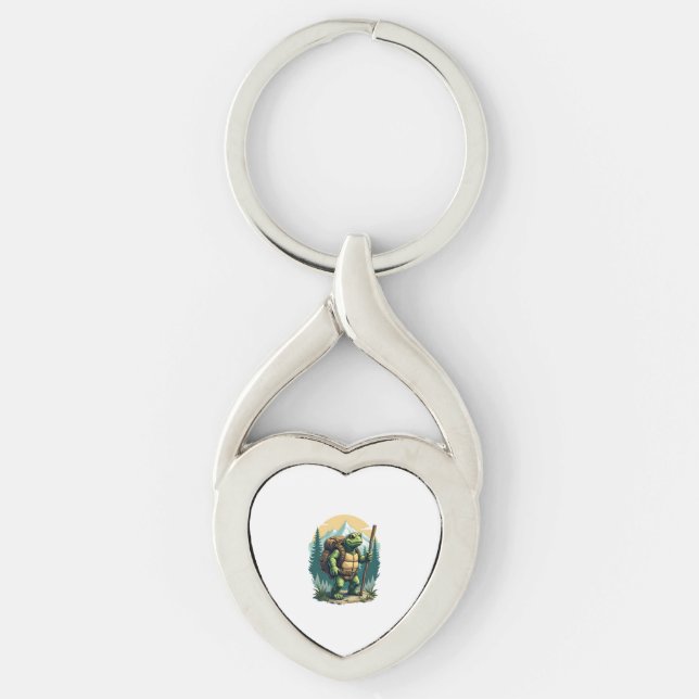 Out Of Breath Hiking Society Turtle T-Shirt Keychain (Front)