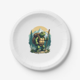 Out Of Breath Hiking Society Turtle T-Shirt Paper Plate