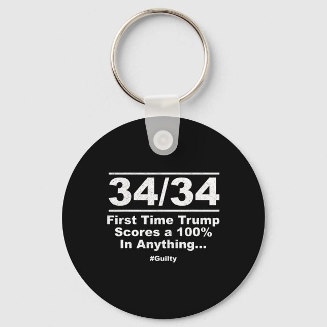 Out Of First Time Trump Scores 100% Ny Trial Guilt Keychain (Front)