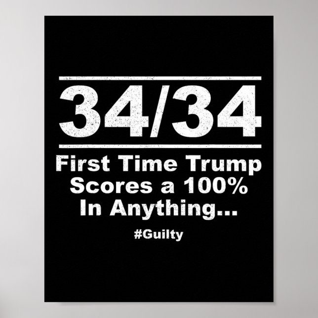 Out Of First Time Trump Scores 100% Ny Trial Guilt Poster (Front)