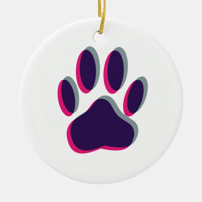 Out of Focus Dog Paw Print Ceramic Ornament (Front)