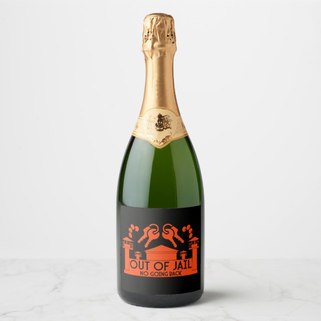 Out Of Jail Prison Release Gift Sparkling Wine Label (Front)