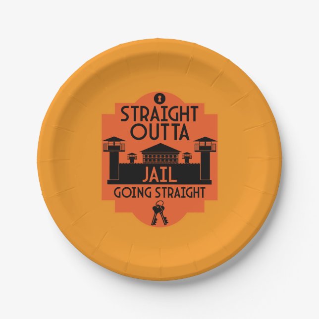 Out Of Jail Prison Release Gift Two-Tone Coffee Mu Paper Plate (Front)