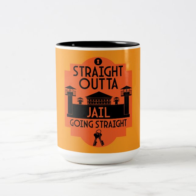 Out Of Jail Prison Release Gift Two-Tone Coffee Mu Two-Tone Coffee Mug (Center)