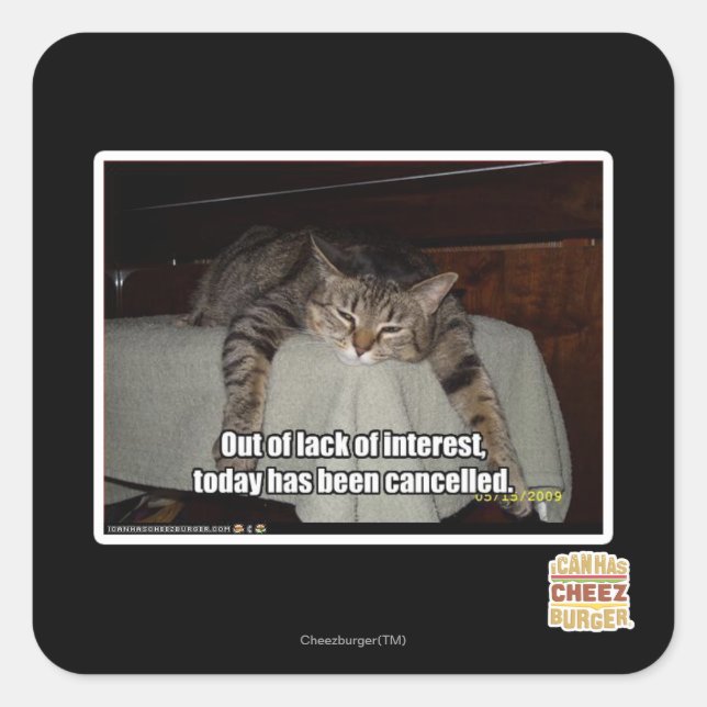 Out of lack of interest square sticker (Front)