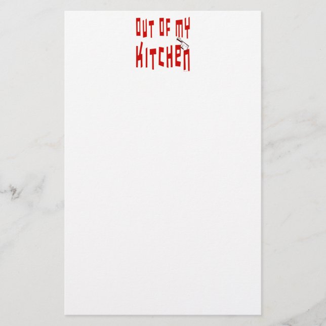 Out of My Kitchen Snappy Cooking Saying Stationery (Front)