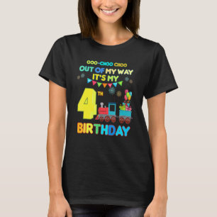 Out Of My Way It's My 4th Birthday Trains Party Ki T-Shirt