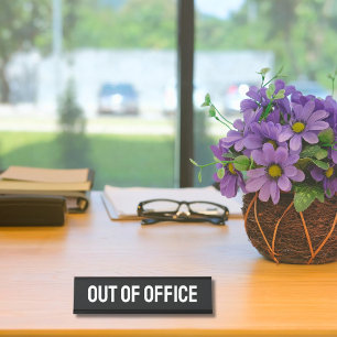 Out Of Office Black Desk Name Plate