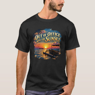 Out of Office Into the Sunset Retro Vacation Art T-Shirt