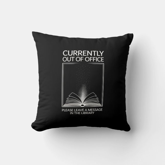 Out of Office Message in the Library Aesthetic Throw Pillow (Front)