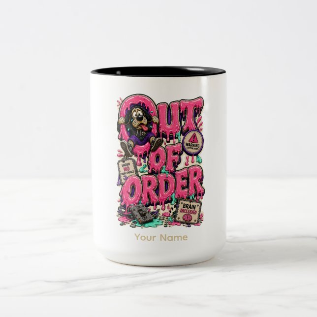 Out of Order Personalized Funny Burnout Coffee Two-Tone Coffee Mug (Center)