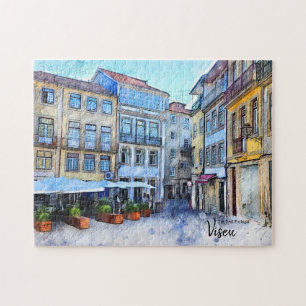 Out of the way Cafe Viseu Portugal Postcard Jigsaw Puzzle