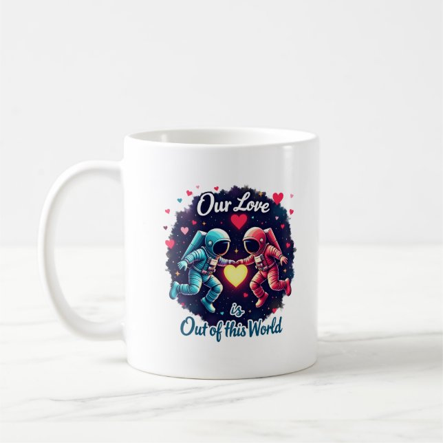 Out of This World Astronaut Love Artwork Coffee Mug (Left)