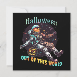 Out of This World Astronaut Pumpkin Halloween 2024 Invitation