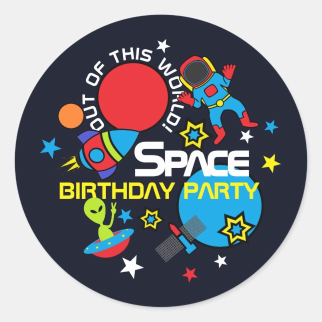 Out of this World!, Birthday Classic Round Sticker (Front)