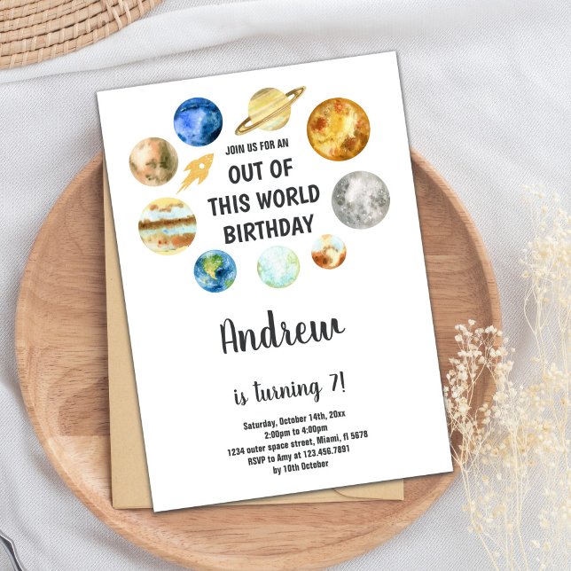 Out of This World birthday invitation, outer space Invitation (Outer Space Birthday Invitations)