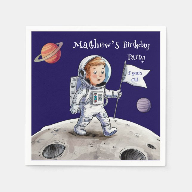 Out-Of-This-World Birthday Party - Astronaut Theme Napkin (Front)