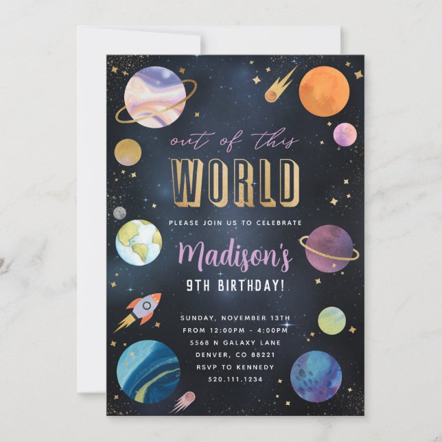 Out of This World Galaxy Invitation (Front)