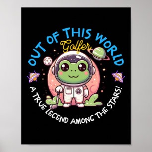 Out Of This World Golfer Frog Astronaut Toad Golfi Poster