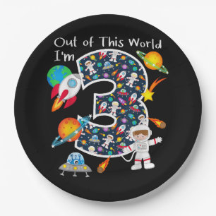 Out Of This World I'm 3 Outer Space 3 Year Old 3rd Paper Plate