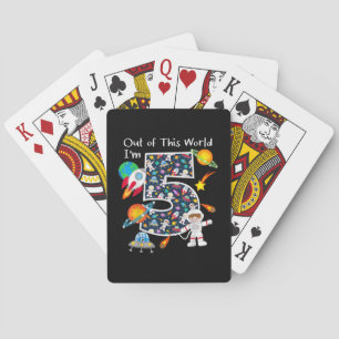 Out Of This World I'm 5 Outer Space 5 Year Old 5th Playing Cards