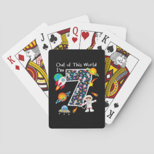 Out Of This World I'm 7 Outer Space 7 Year Old 7th Playing Cards