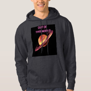 Out of This World Neon Pink Saturn Men's Hoodie