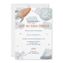 Out of This World Outer Space Birthday Invitation
