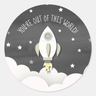 Out Of This World Outer Space Rocket Kid Valentine Classic Round Sticker
