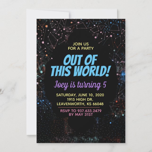 Out of this World Outerspace Invitation (Front)