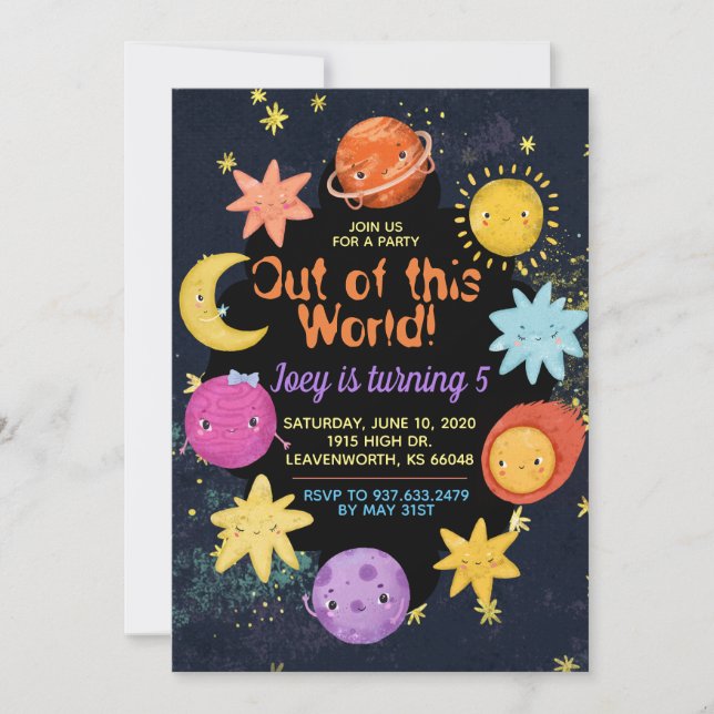 Out of this World Outerspace Invitation (Front)