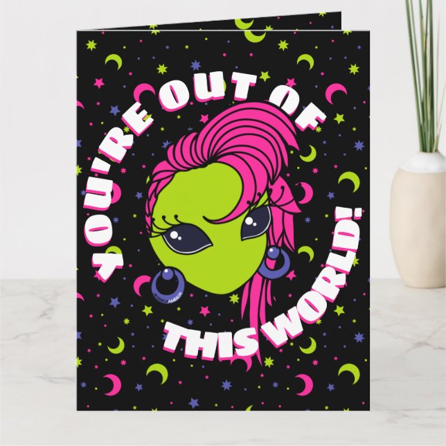 Out of This World Retro Alien Valentine's Card (Front)