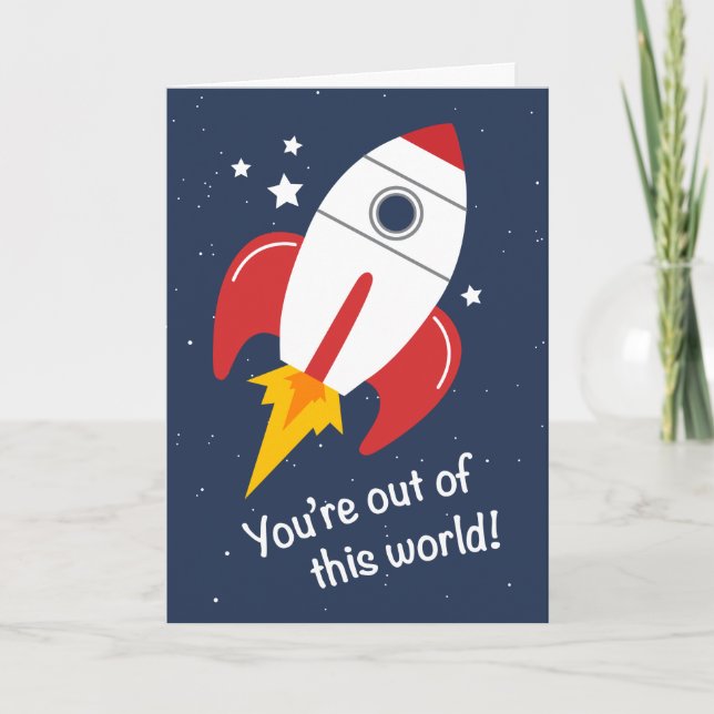 Out of This World Rocket Birthday Card (Front)