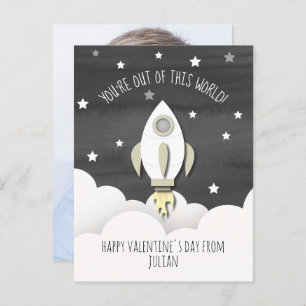 Out Of This World Rocket Classroom Valentine Photo Postcard