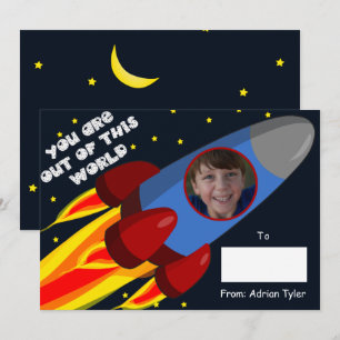 Out of this World Rocket Classroom Valentines Day  Holiday Card