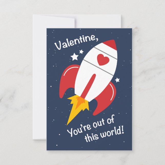 Out of This World Rocket Valentine Invite or Card (Front)