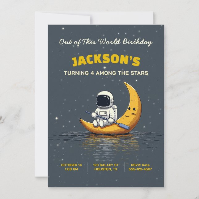 Out of This World Space Birthday Invitation (Front)