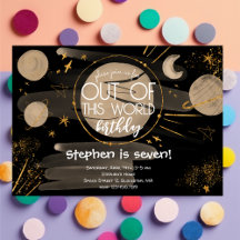 Out of this world space birthday Invitation