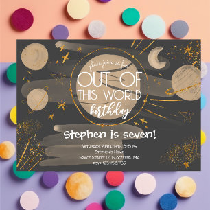 Out of this world space birthday Invitation