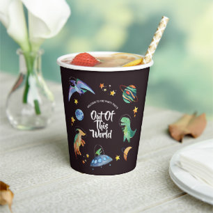 Out Of This World Space Dinosaur Galaxy Birthday Paper Cups